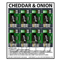 1/12th scale - Dolls House Miniature Packaging Sheet of 8 McCoys Cheddar & Onion Crisps
