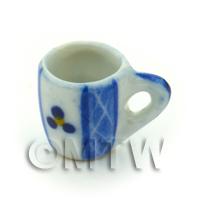 Dolls House Miniature Blue Lace Design Ceramic Soup Mug