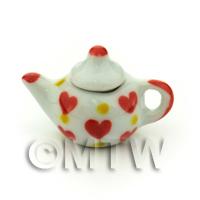 Dolls House Miniature Heart Pattern Ceramic Teapot