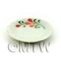 Dolls House Miniature Red Orchid Design 22mm Ceramic Plate