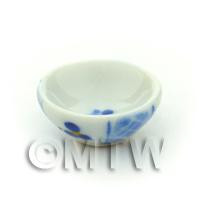 1/12th scale - Dolls House Miniature 16mm Blue Lace Design Ceramic Bowl