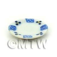 1/12th scale - Dolls House Miniature 20mm Blue Lace Design Ceramic Plate