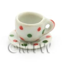 Dolls House Miniature Dotty Design Ceramic Cup And Saucer