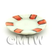 Dolls House Miniature Orange Stripe Design Ceramic 22mm Plate