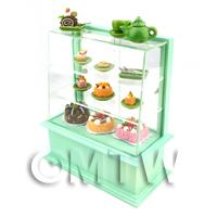 Dolls House Miniature Pastel Green Themed Cafe Display