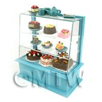 Dolls House Miniature Filled Blue Patisserie Display