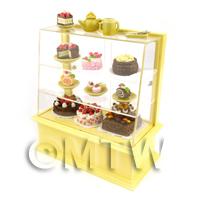 1/12th scale - Dolls House Miniature Filled Pastel Yellow Patisserie Display