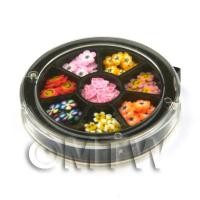 80 Assorted Nail Art Flower Slices In a Wheel