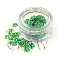 Pot With 120 Mixed Green Flower Nail Art Slices