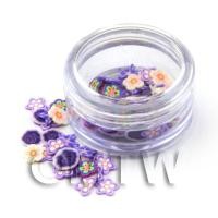 Pot With 120 Mixed Indigo Themed Flower Nail Art Slices