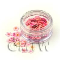 Mixed Pink Flower Nail Art Pot Containing 120 Slices