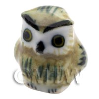 Dolls House Miniature Ceramic Dark Brown Owl