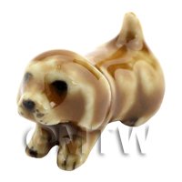 Dolls House Miniature Ceramic Brown Dog Laying Down