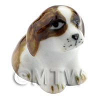 Dolls House Miniature Ceramic Brown Dog Sitting (2)