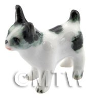 Dolls House Miniature Ceramic Black and White Terrier