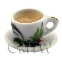 Dolls House Miniature Cup of Coffee in A White Rooster Mug