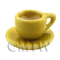 Dolls House Miniature Cup of Coffee in A Yellow Mug