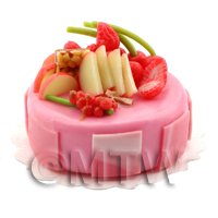 Dolls House Miniature Handmade Strawberry Cake Topped with Fruit
