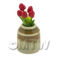Dolls House Miniature Red Tulip in Earthenware Pot