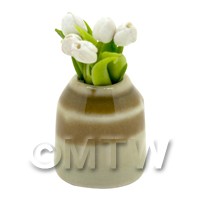 Dolls House Miniature White Tulip in Earthenware Pot