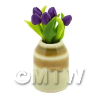 Dolls House Miniature Purple Tulip in Earthenware Pot