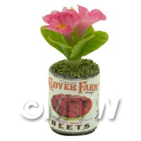 Dolls House Miniature 3 Pink Flowers in Food Can