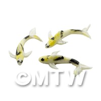 3 Small Koi Carp White,Yellow and Black