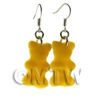 Pair of Translucent Dark Yellow Jelly Bear Earrings