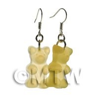 Pair of Translucent Pale Yellow Jelly Bear Earrings