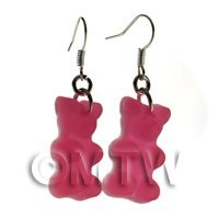 Pair of Translucent Pink Jelly Bear Earrings