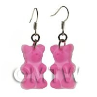 Pair of Translucent Light Pink Jelly Bear Earrings