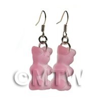 Pair of Translucent Pale Pink Jelly Bear Earrings