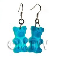 Pair of Translucent Light Blue Jelly Bear Earrings