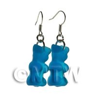 Pair of Translucent Royal Blue Jelly Bear Earrings