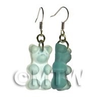 Pair of Translucent Pale Blue Jelly Bear Earrings