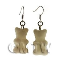 Pair of Solid White Silicon Rubber Jelly Bear Earrings