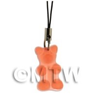 Translucent Orange Jelly Bear Phone Charm