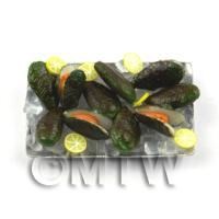 Dolls House Miniature Green Lipped Mussels On A Tray 