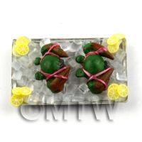 2 Dolls house Miniature Crabs With Ice on a Tray (FSHT14)