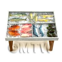 Dolls House Miniature Fully Stocked Fishmonger Counter Style 1