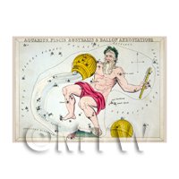 Dolls House Miniature 1820s Star Map Depicting Aquarius