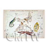 Dolls House Miniature 1820s Star Map Depicting Lacerta, Cygnus