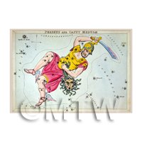 Dolls House Miniature 1820s Star Map Depicting Perseus, Medusae