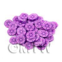 50 Mauve And Purple Flower Cane Slices (11NS70)