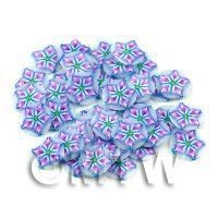 50 Purple And Blue Star Glitter Flower Cane Slices (11NS74)