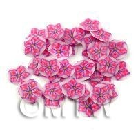 50 Red And Purple Star Glitter Flower Cane Slices (11NS75)