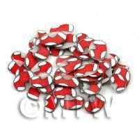 50 Red Stocking Cane Slices - Nail Art (11NS04)