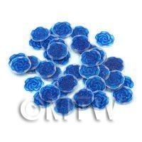 50 Dark Blue Glitter Rose Cane Slices - Nail Art (11NS47)
