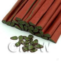Handmade Green Leaf With Copper Cane - Nail Art (11NC77)