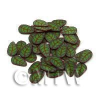 50 Green Leaf With Copper Veins Cane Slices (11NS62)
